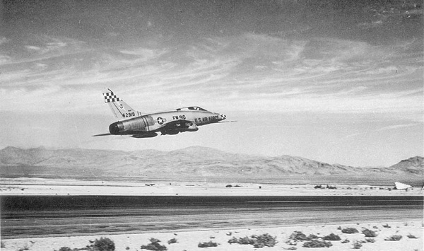 F-100 taking off from Nellis AFB.